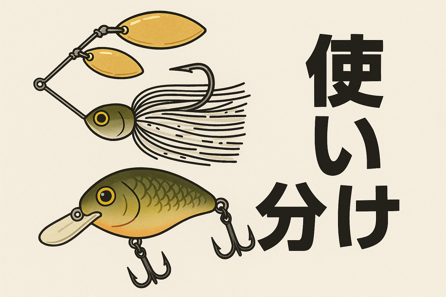 スピナーベイトとクランクベイトのイラスト